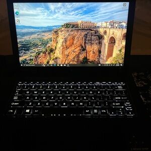 Toshiba Black Laptop with Backlit Keyboard